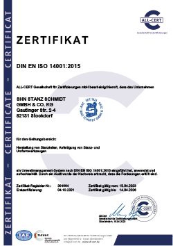 SHN Stanz Schmidt Zertifikat Umweltmanagement